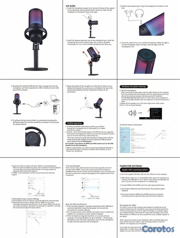 camaras y audio - micrófono con base y RGB 7