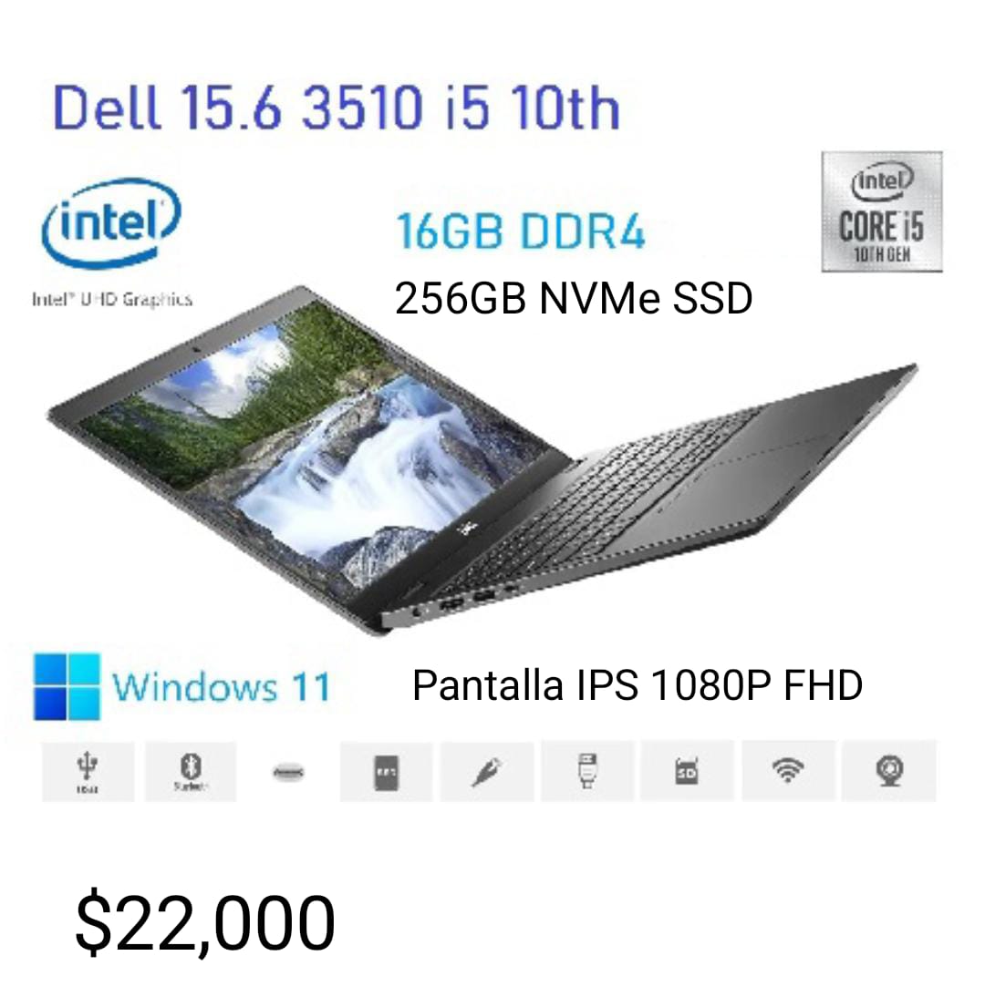 computadoras y laptops - DELL LATITUDE 3510 15.6 PG i5 10MA 256GB SSD 16GB 