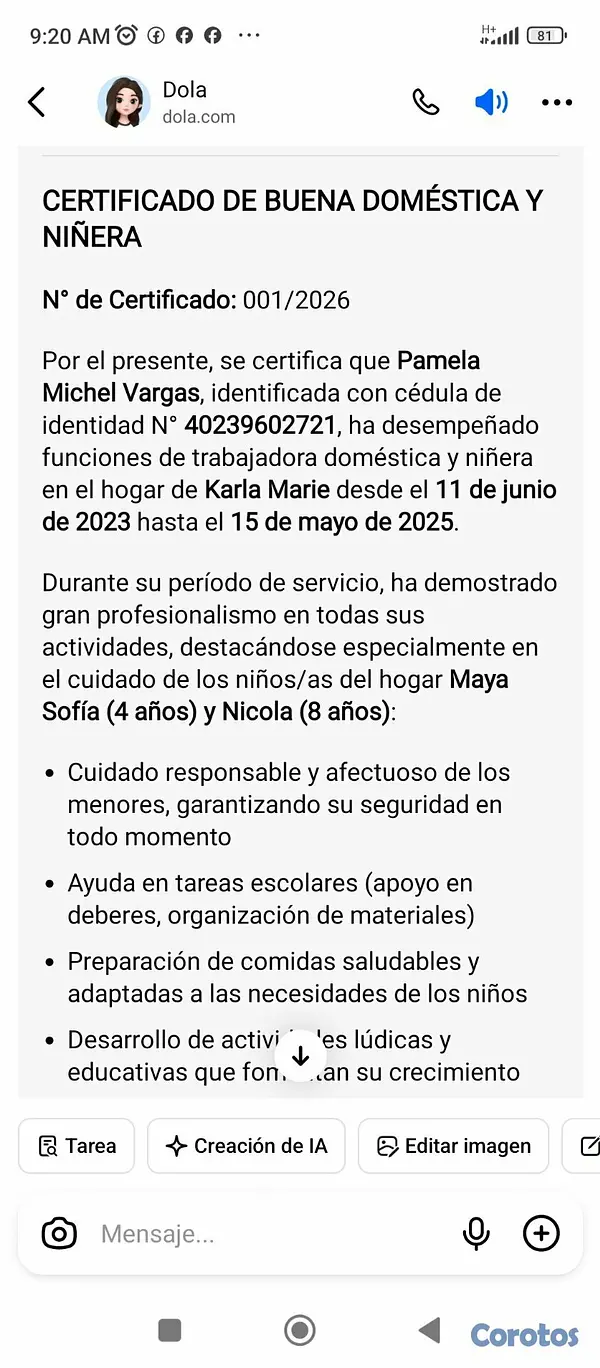 candidatos - Busco empleo doméstica o niñera 