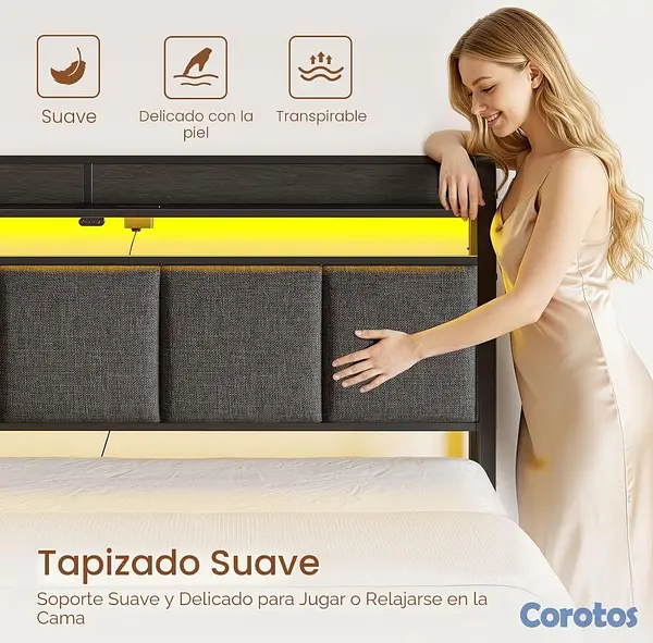 muebles y colchones - Rolanstar Armazón de cama tamaño twin con estación 3