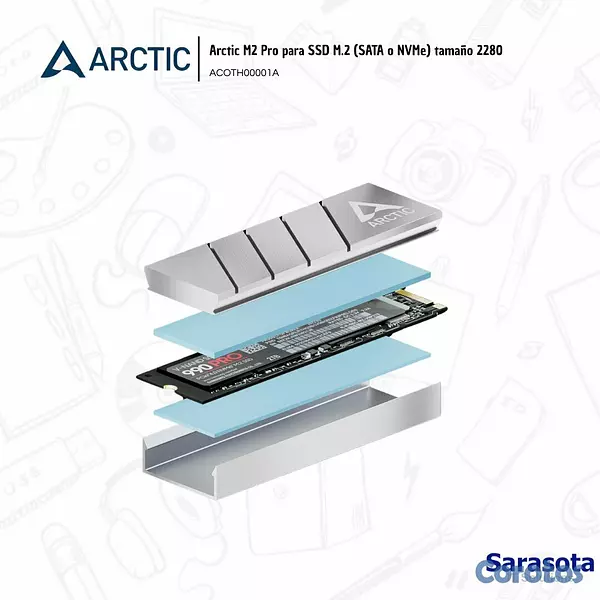 accesorios para electronica - Arctic Disipador térmico M2 Pro 2280 Black 3