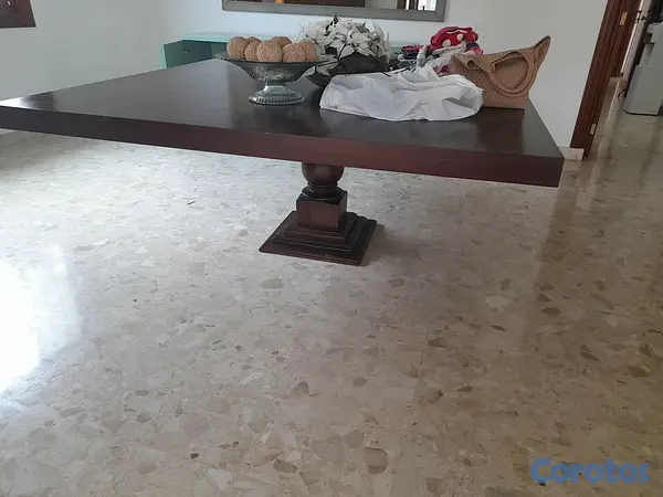 muebles y colchones - Mesa comedor cuadrada caoba 5