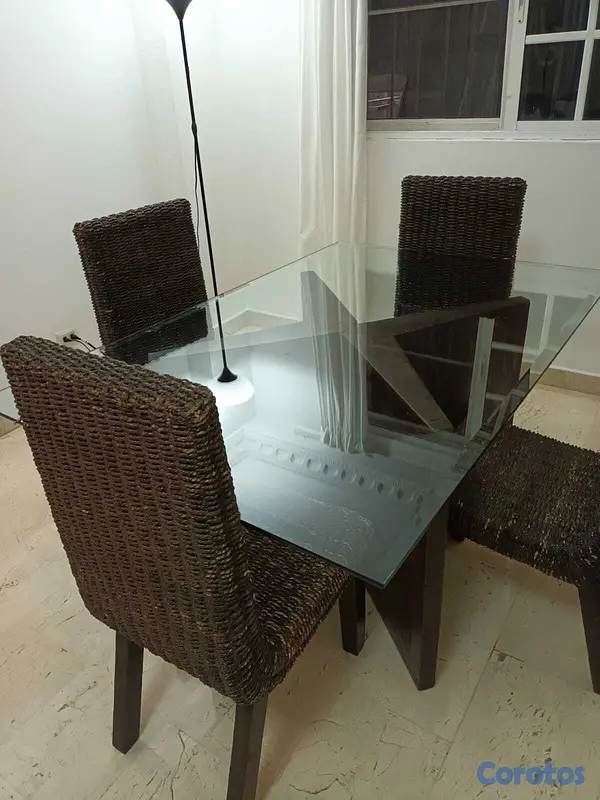 muebles y colchones - Juego de comedor en mimbre – 4 sillas 4