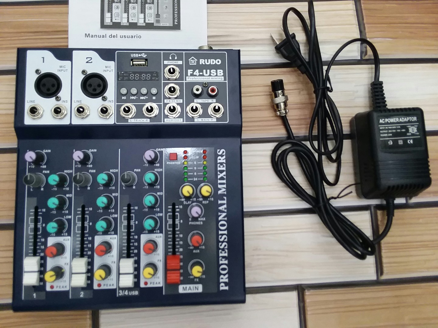 otros electronicos - Mezclador de audio de 4 canales F4-USB mixer amplificador para sonido 6