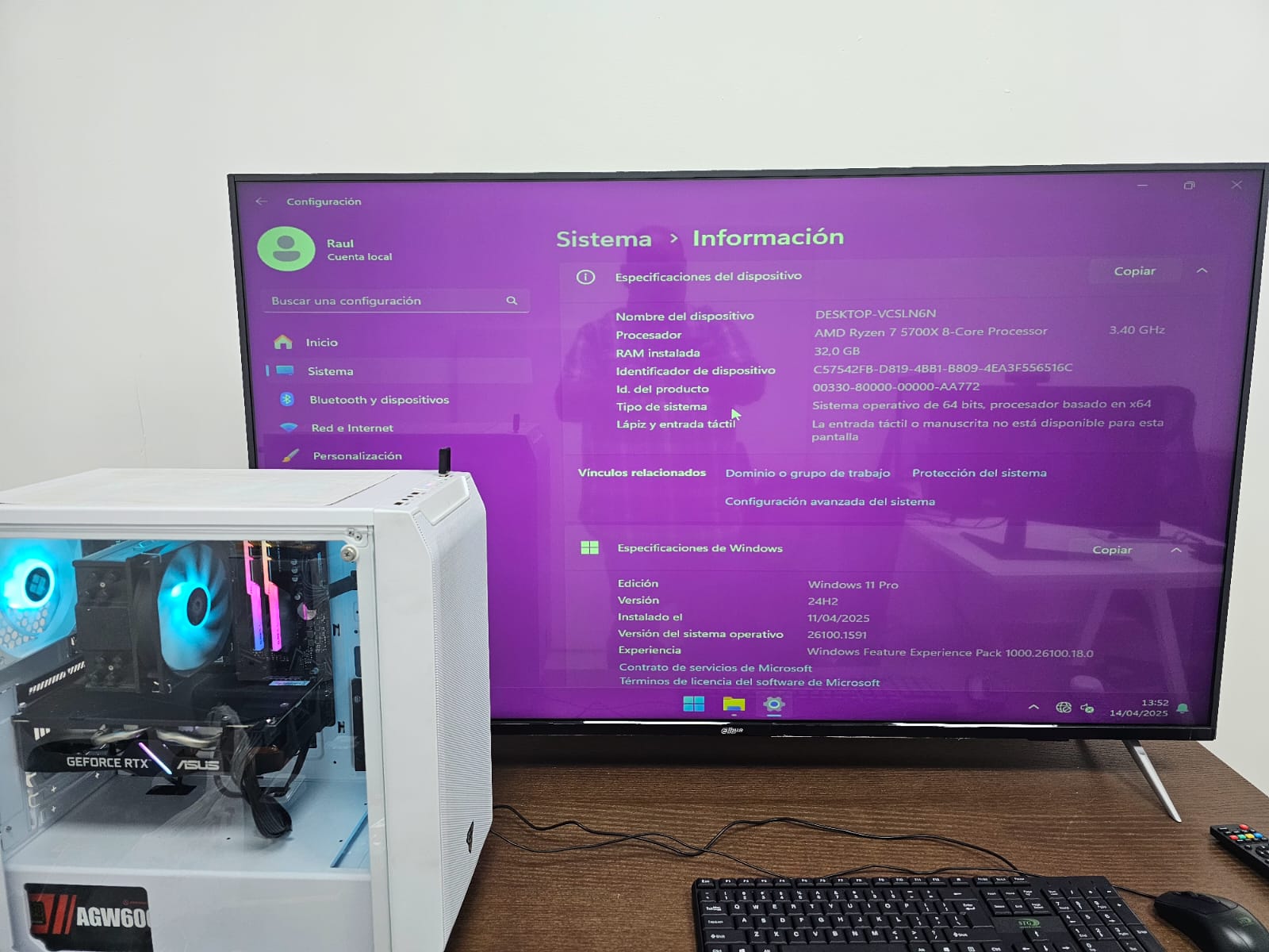 computadoras y laptops - PC GAMER PROCESADOR AMD RYZER 7 5700X, GEFORCE RTX ASUS 6 GB RGB 0