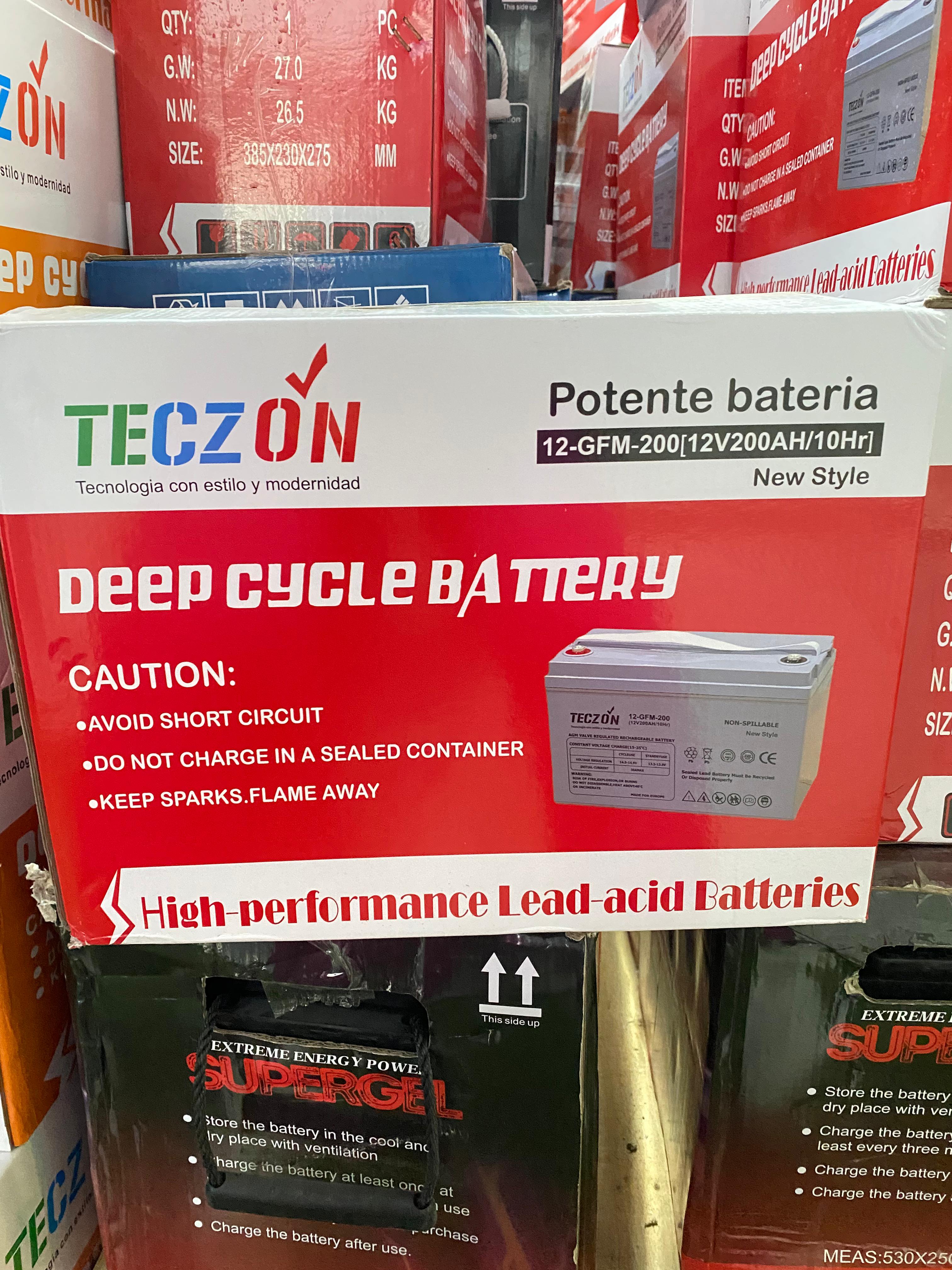 plantas e inversores - Baterías Teczon 12 volt/ 200 AH libre de mantenimiento  0
