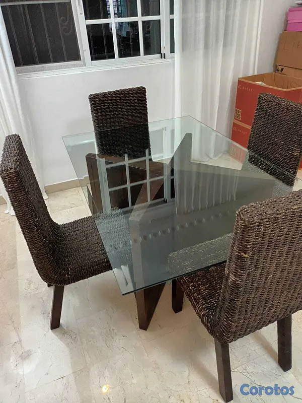 muebles y colchones - Juego de comedor en mimbre – 4 sillas 2