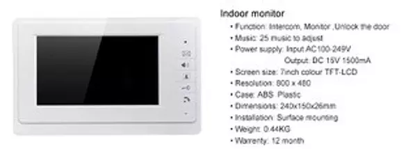 herramientas, jardines y exterior - Sistema de intercomunicación intercom con video camara de 7 pulgadas timbre  2