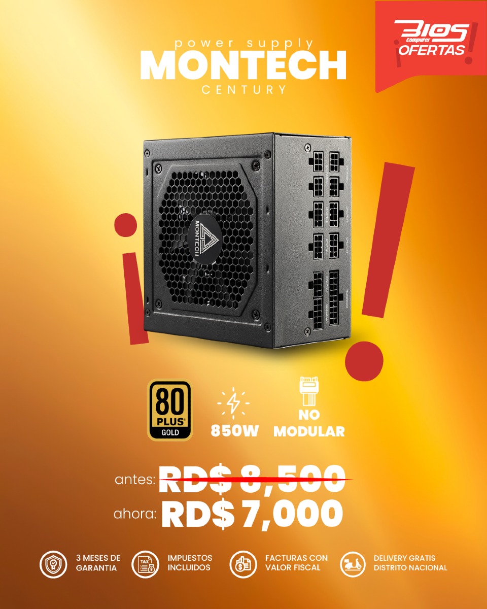 computadoras y laptops - Power Supply MONTECH CENTURY 850W 80 Plus Gold 0