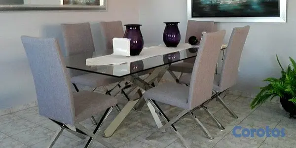 muebles y colchones - Juego de comedor de cristal de 6 plazas, excelente condiciones! 4