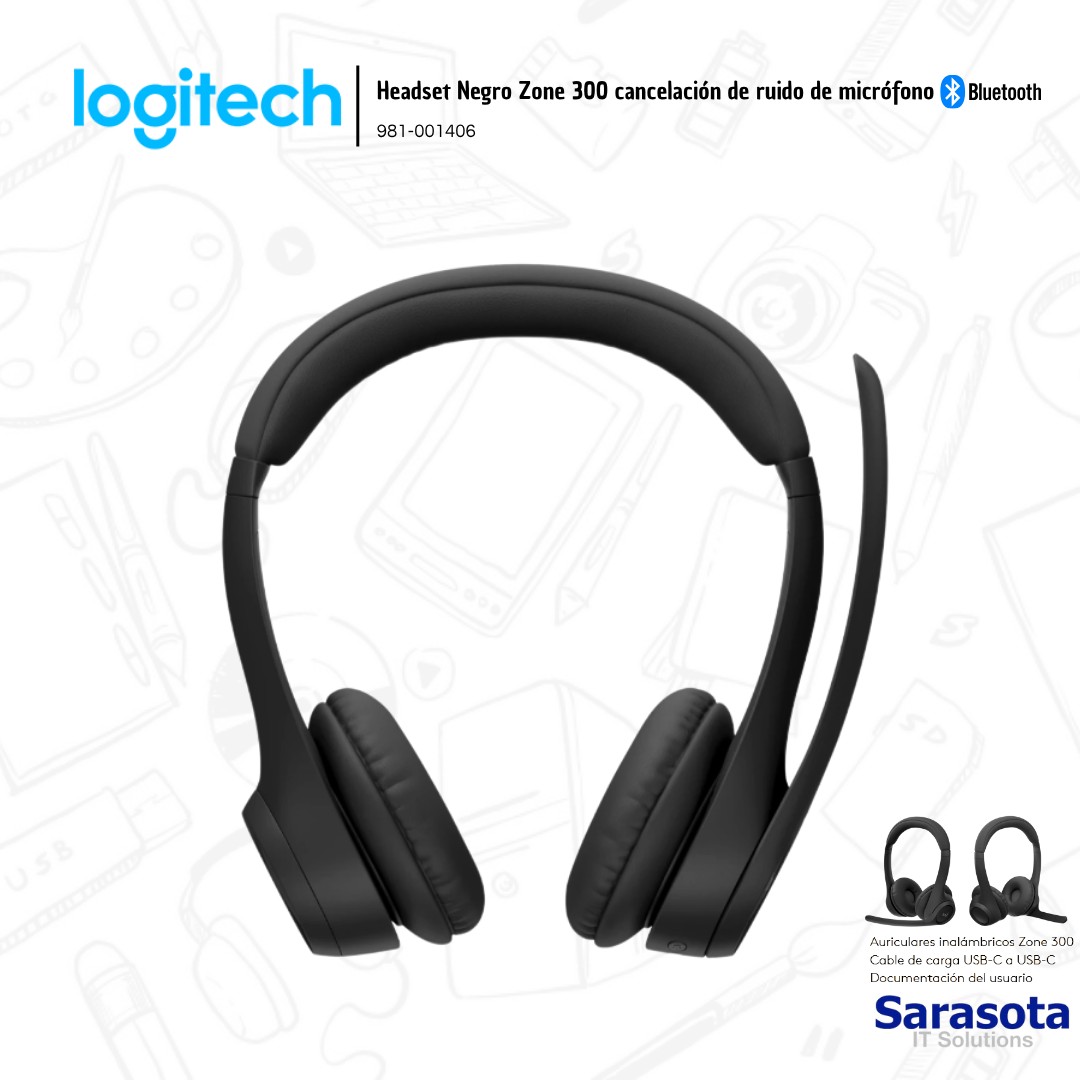 camaras y audio - Logitech Headset Zone 300 con micrófono Bluetooth  1