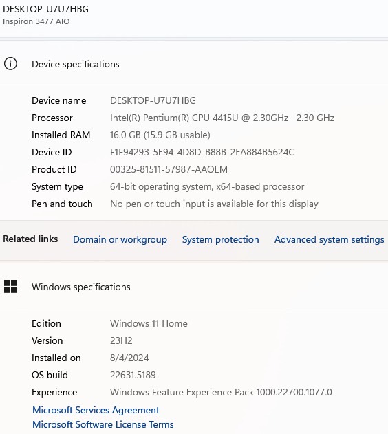 computadoras y laptops - Computadora All-in-one Dell Inspiron 3477 - CPU In 2
