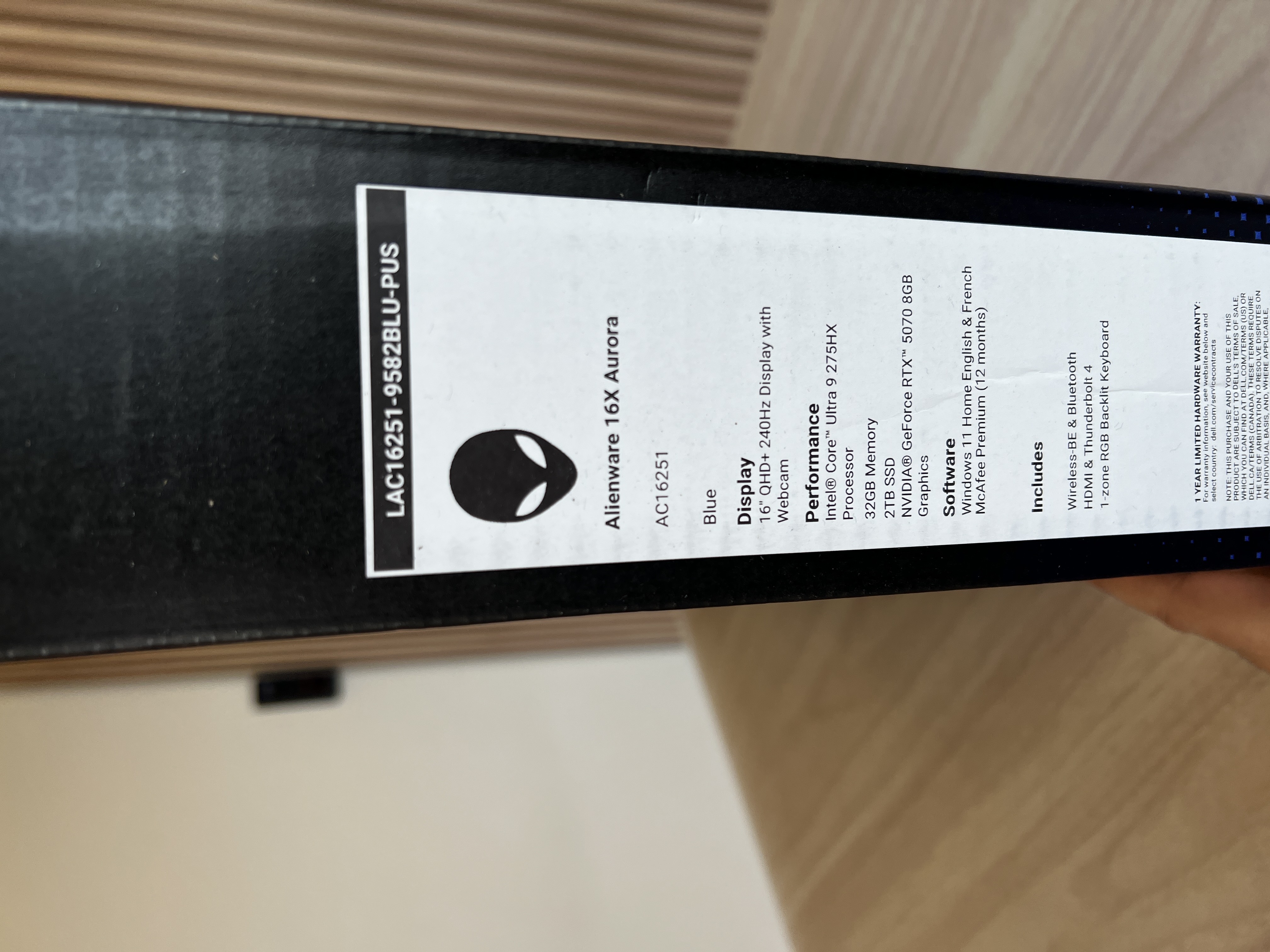 computadoras y laptops - ALIENWARE 16X AURORA 16” 240HZ ULTRA 9 275HX  32GB RAM  2TB SSD RTX 5070 8GB 1