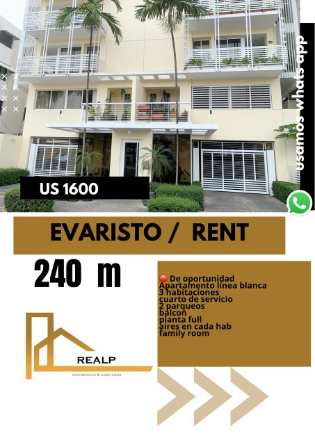 apartamentos - Apartamento línea blanca evaristo 0