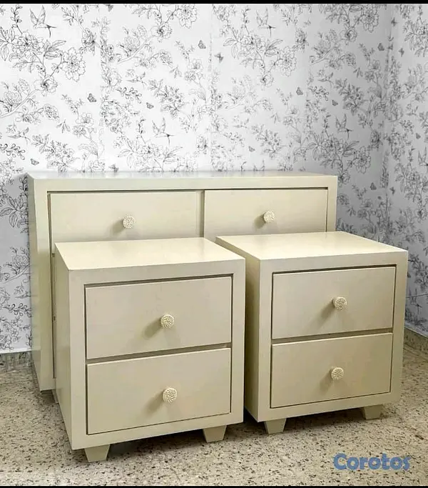 muebles y colchones - gavetero con mesita de noche  2