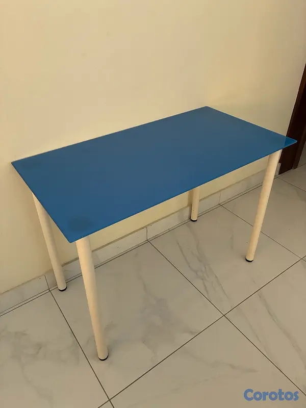 muebles y colchones - Escritorio IKEA azul y blanco 2