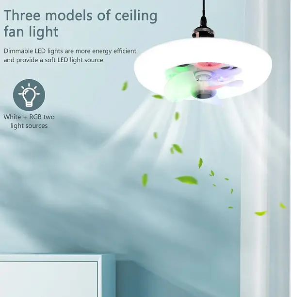 electrodomesticos - Ventilador de techo con luces, ventilador LED de 60W, luz RGB, regulable. 4