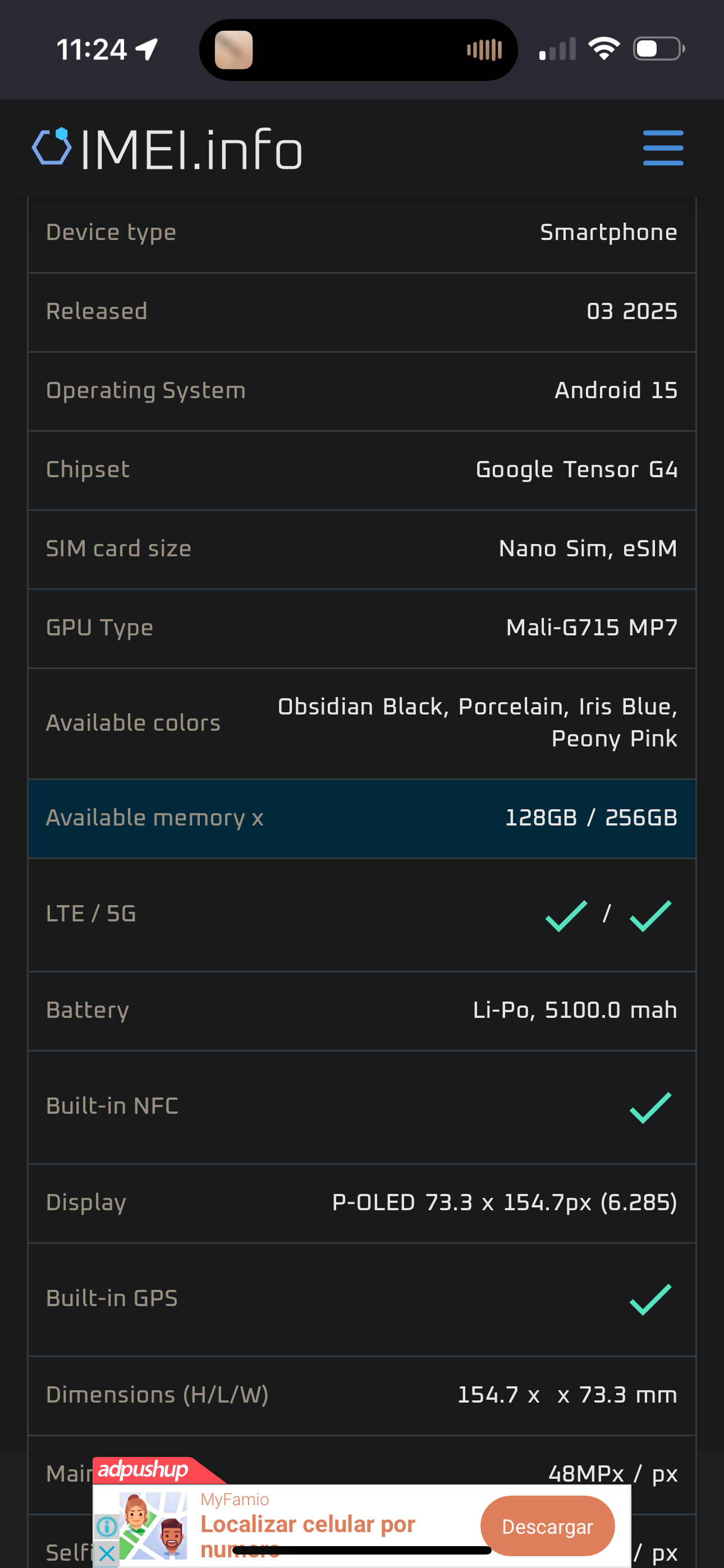 celulares y tabletas - Telefono celular google pixel 9a 126gb 3