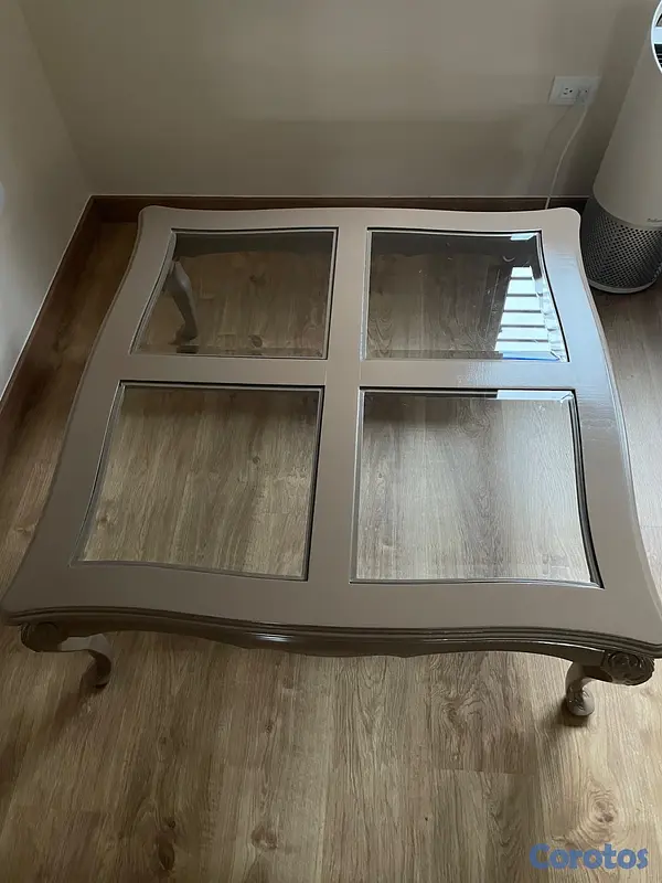 muebles y colchones - Mesa de caoba y cristal 2