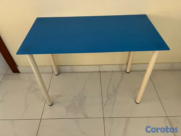 muebles y colchones - Escritorio IKEA azul y blanco 3