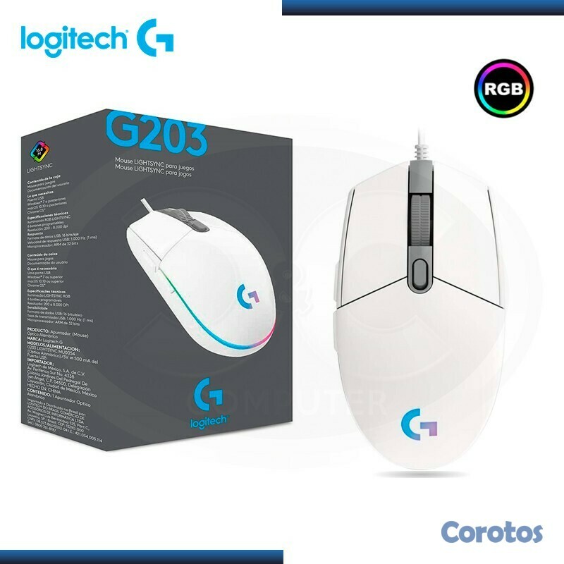 computadoras y laptops - MOUSE LOGITECH G203 LIGHTSYNC GAMING, USB,ILUMINACIÓN RGB LIGHTSYNC,6 BOTONES  1