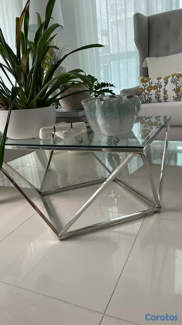 muebles y colchones - Mesa de centro tope de cristal 2