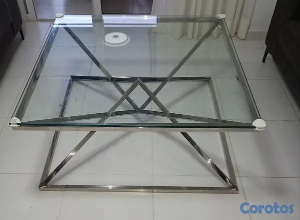 decoración y accesorios - Vendo mesa de centro y repisa plateadas 3