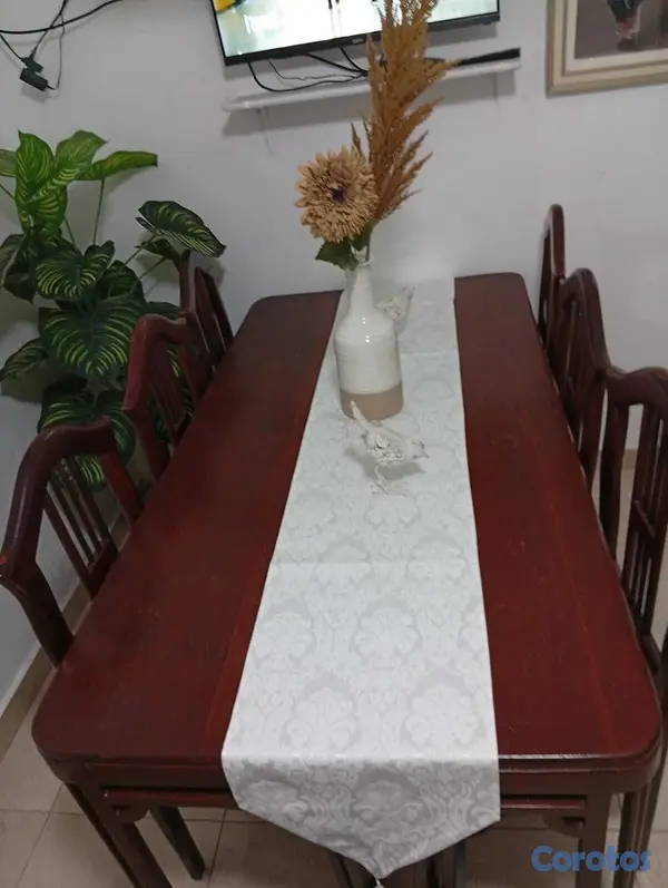 muebles y colchones - Juego de comedor de 6 sillas en caoba...  3