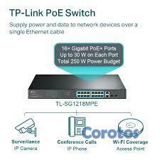 computadoras y laptops - SWITCH 18 PUERTOS TP-LINK   18 PUERTOS Y 16 POE+ 6