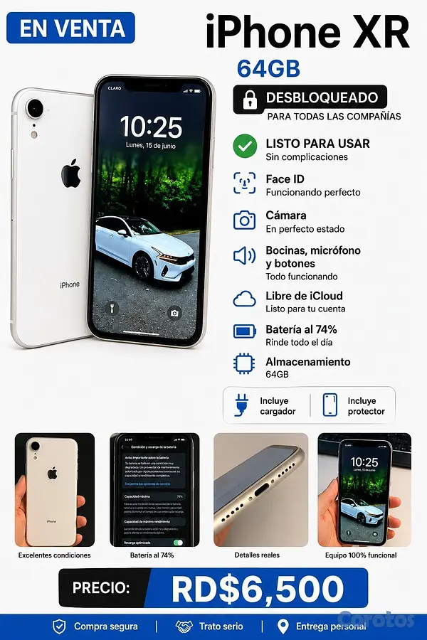 celulares y tabletas - iPhone XR 64GB Desbloqueado 3
