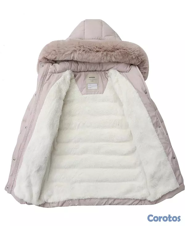 ropa y zapatos - Abrigo largo para niña con capucha – caqui claro 3