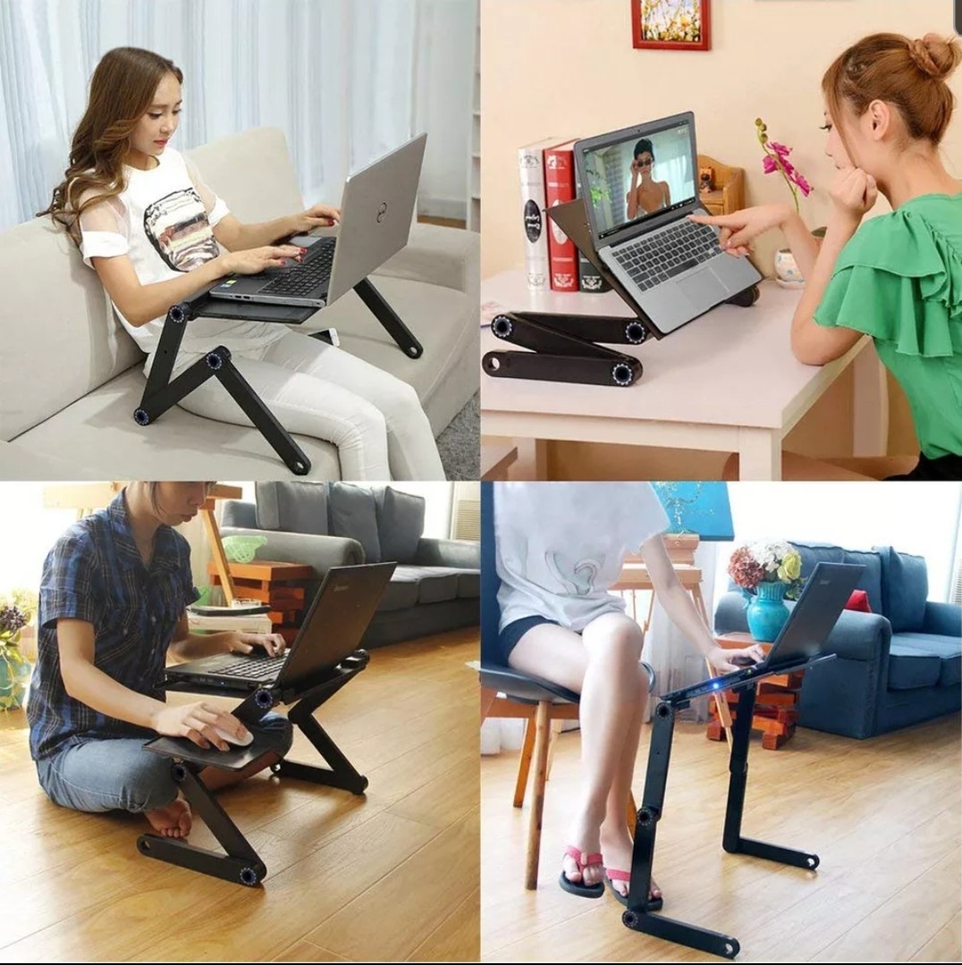 accesorios para electronica - Mesa para laptop portatil de Aluminio computadora con enfriador ventilador base 4