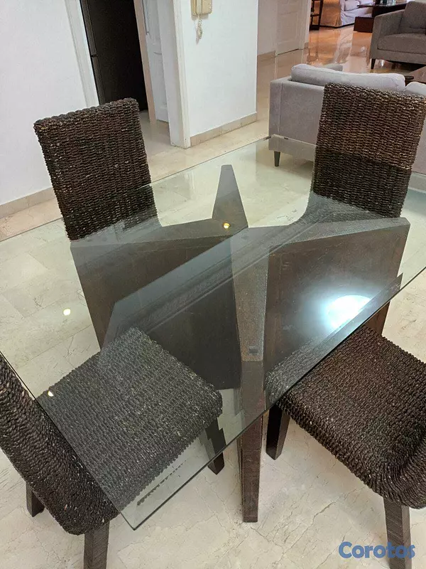 muebles y colchones - Juego de comedor en mimbre – 4 sillas 3