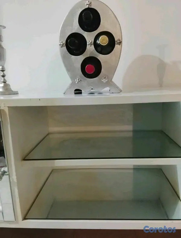 decoración y accesorios - Credenza en Cahoba laqueada en blanco con detalles en espejos 6