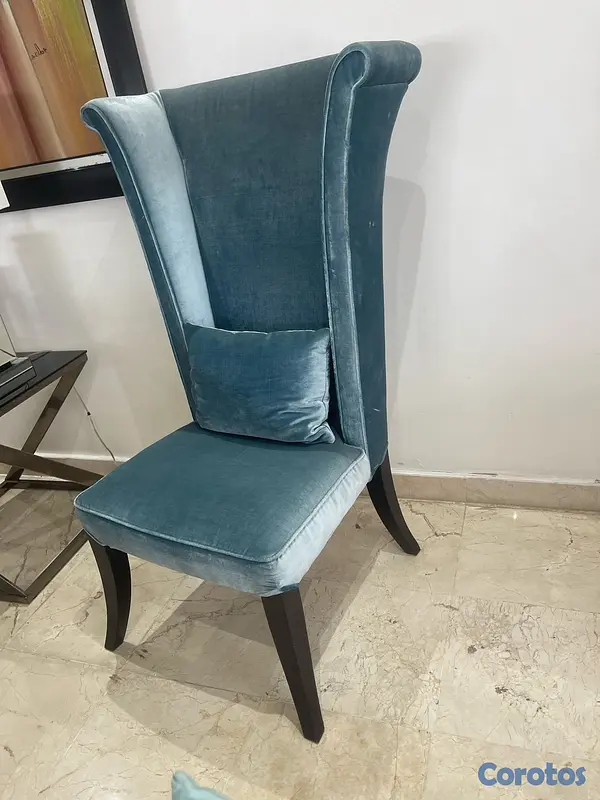 muebles y colchones - Butacas azules con espaldar alto 2