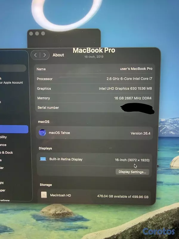 computadoras y laptops - MacBook Pro 2019 16-Inch i7/16GB/512 último IOS NO NEGOCIABLE NO CAMBIOS  4