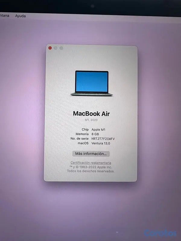 computadoras y laptops - Macbookair  2020 M1 12