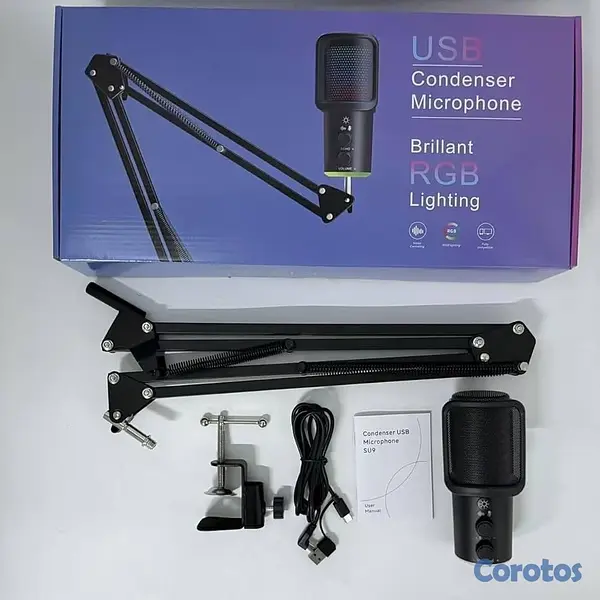 accesorios para electronica - Micrófono USB Condensador SU9 Streaming Podcast 🔥 5
