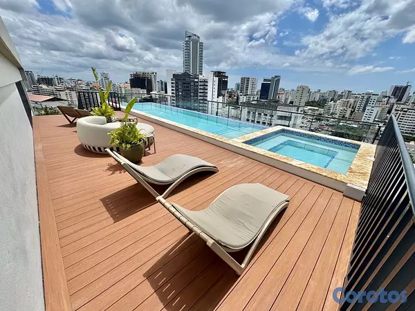 apartamentos - alquiló amueblado naco piso 11 dos habitaciones con baño balcón dos parqueos  13