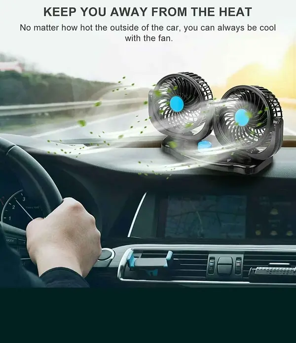 accesorios para electronica - Ventilador doble para Carro Vehiculo 2 velocidades 12 voltios abanico 3