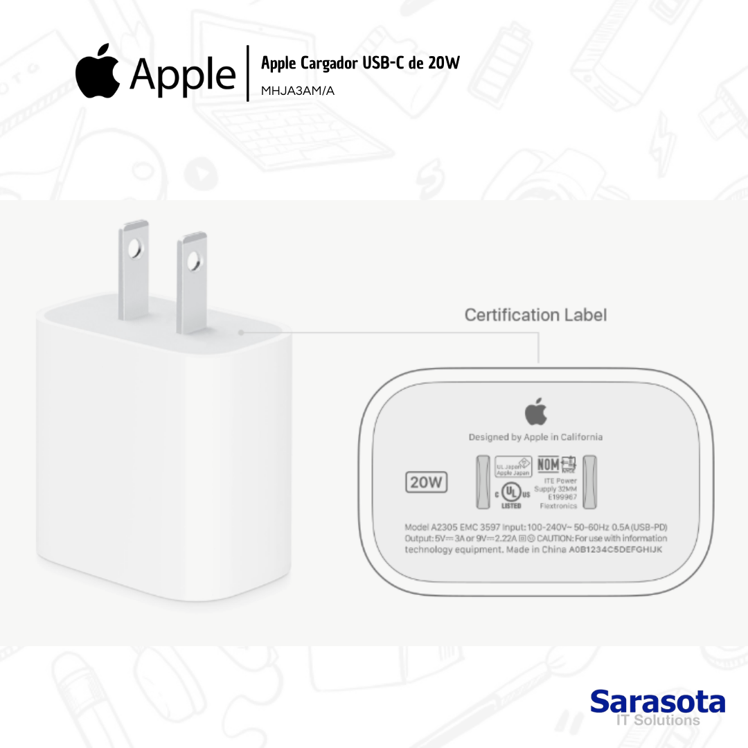 accesorios para electronica - Cargador 20W USB-C Apple MHJA3AM/A 1