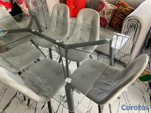 muebles y colchones - juego comedor Cristal de 6 sillas  4