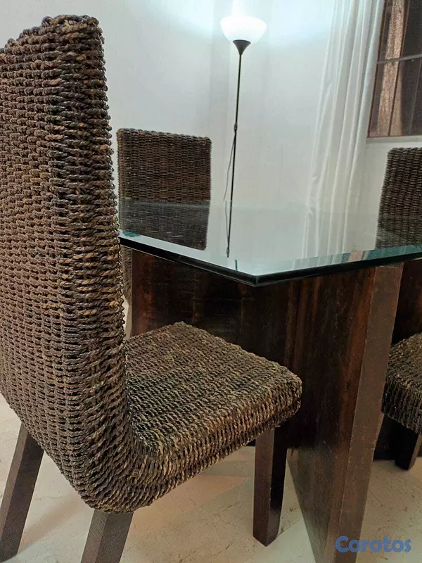 muebles y colchones - Juego de comedor en mimbre – 4 sillas 6