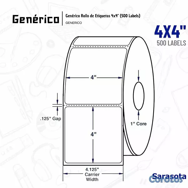 accesorios para electronica - Genérico Rollo de Etiquetas 4x4" (500 Labels) 2