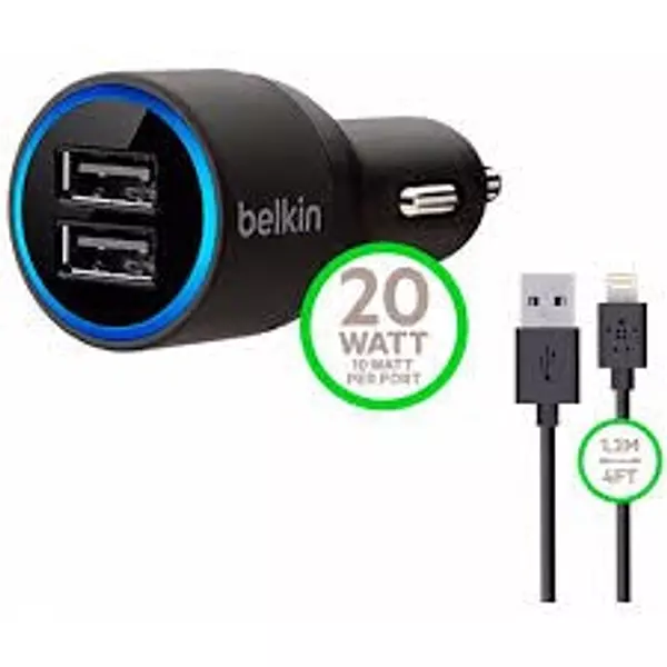 accesorios para electronica - CARGADOR BELKIN PARA CARRO DOBLE PUERTO CON CABLE MICRO USB 2