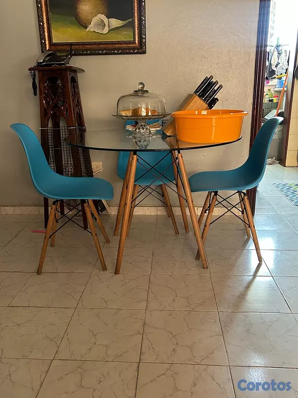 muebles y colchones - juego de comedor en cristal de 4 sillas 4