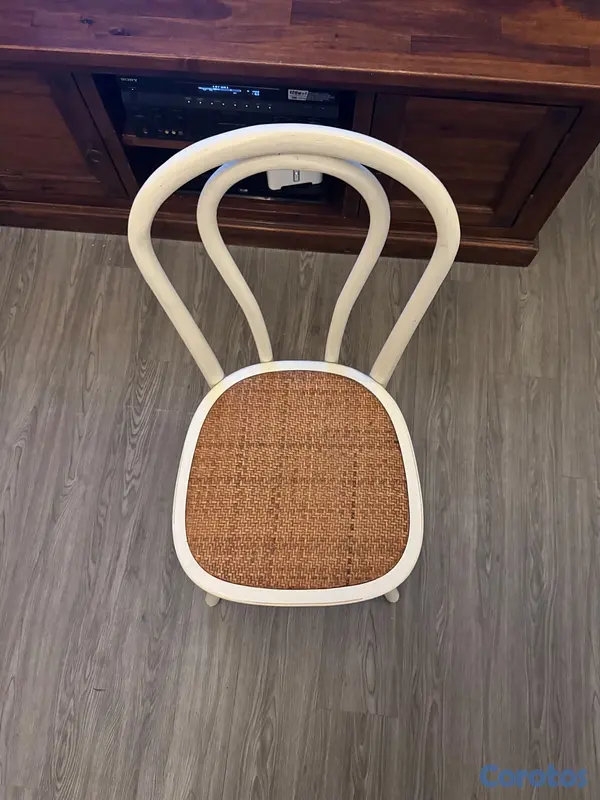 muebles y colchones - SILLA DE COMEDOR EN MADERA BLANCA Y RATAN (6 UNIDA 6