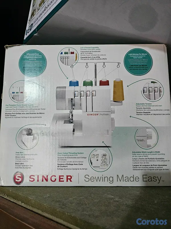 otros electronicos - Máquina de coser remalladora (overlock) SINGER ProFinish modelo 14CG754. 4 hilos 2