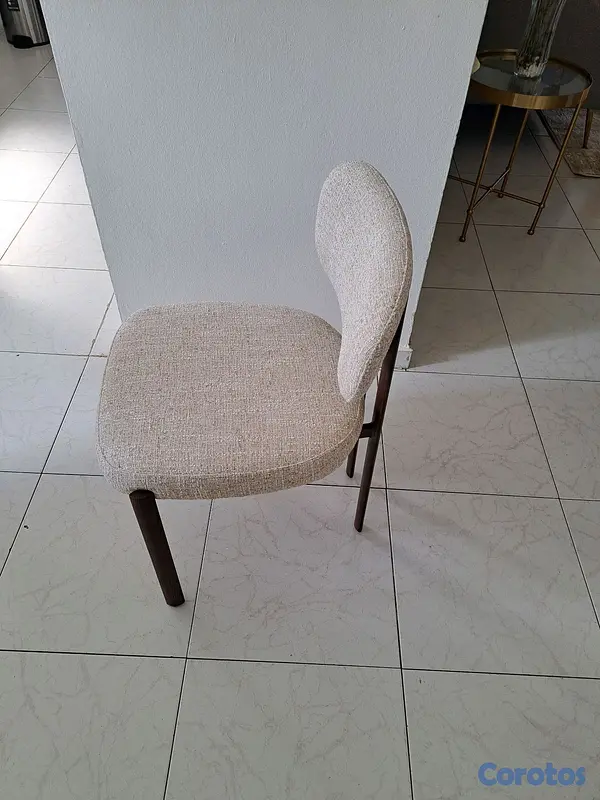 muebles y colchones - 5 sillas de comedor de tela beige 2