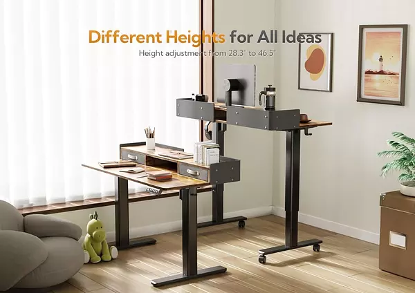 muebles y colchones - Claiks Escritorio De Pie Electrico Con Cajones 48 Pulgada 6